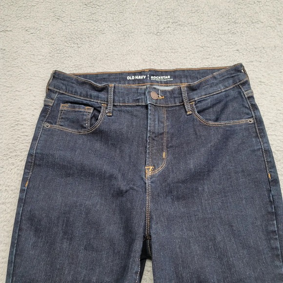 Old Navy Jeans Womens 12 Blue‎ Denim Rockstar Super Skin Mid Rise Pockets Casual - Picture 2 of 11